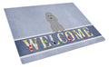 Poodle Silver Welcome Cutting Board Tempered Glass Kitchen Cutting Surface, Heat Resistant Chopping, Non-Slip Feet, Food Prep & Serving