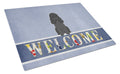 Poodle Black Welcome Cutting Board Tempered Glass Kitchen Cutting Surface, Heat Resistant Chopping, Non-Slip Feet, Food Prep & Serving