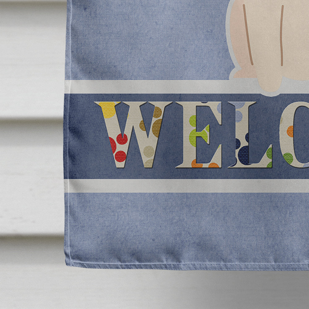 Papillon Black White Welcome House Flag 28x40 Porch Sleeve Pole Decorative Outside Yard Banner Artwork Wall Hanging, Polyester