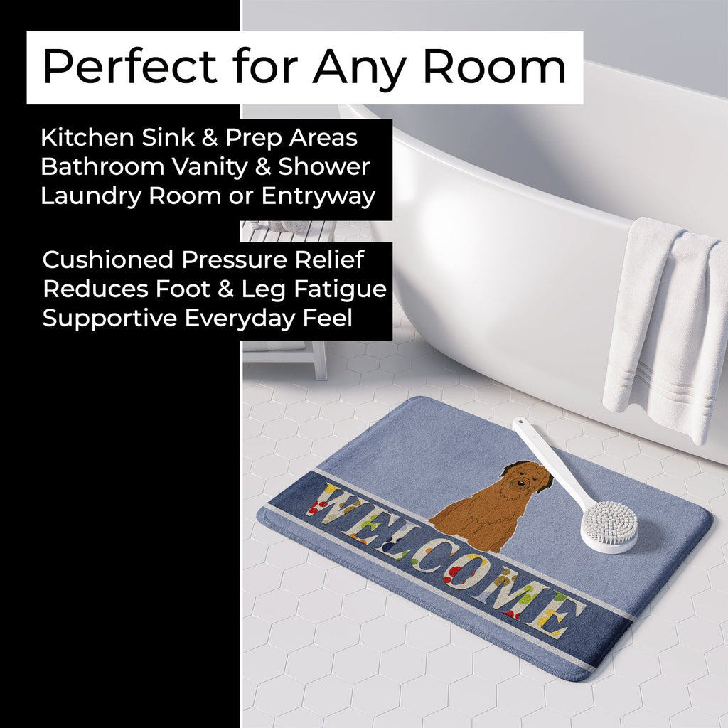 Briard Brown Welcome Memory Foam Kitchen Mat Machine Washable Anti-Fatigue Cushion Comfort Bath or Kitchen Rug