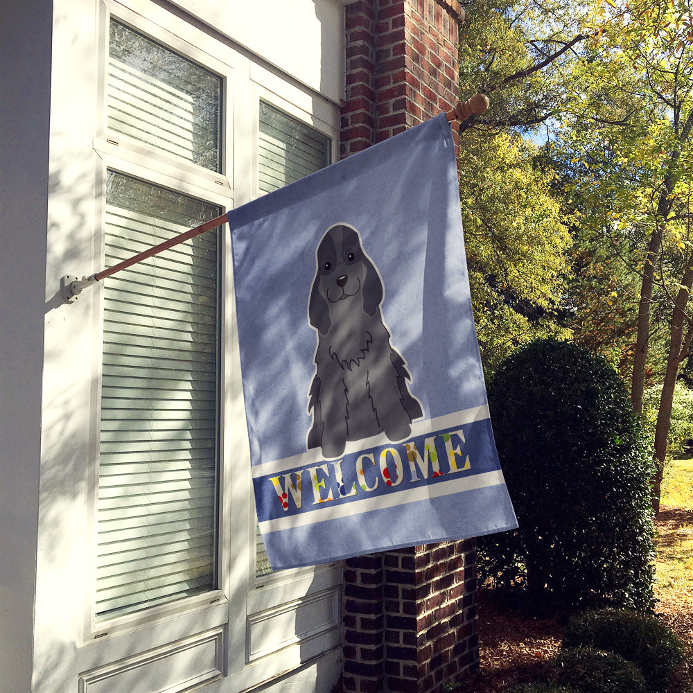 Cocker Spaniel Black Welcome House Flag 28x40 Porch Sleeve Pole Decorative Outside Yard Banner Artwork Wall Hanging, Polyester
