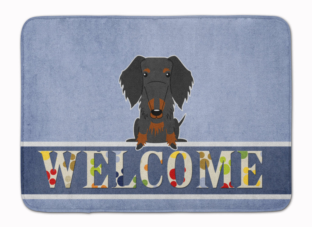 Wire Haired Dachshund Black Tan Welcome Memory Foam Kitchen Mat Machine Washable Anti-Fatigue Cushion Comfort Bath or Kitchen Rug