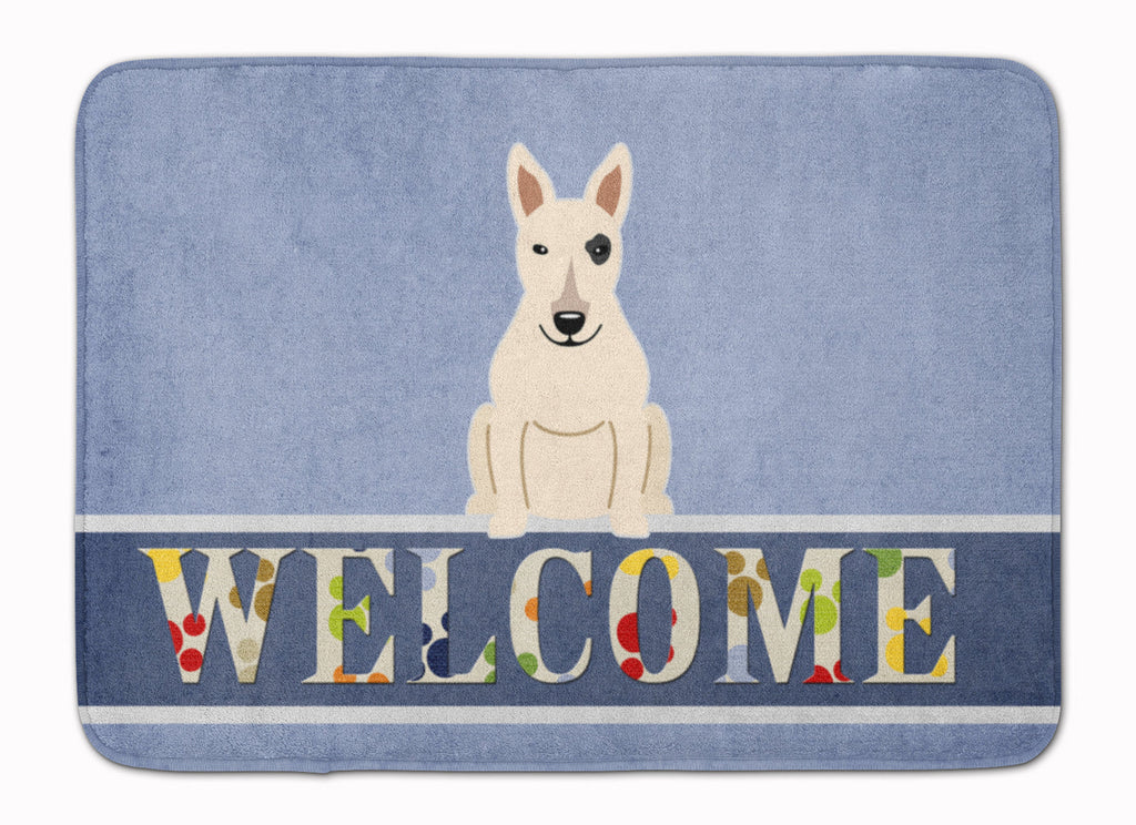 Bull Terrier White Welcome Memory Foam Kitchen Mat Machine Washable Anti-Fatigue Cushion Comfort Bath or Kitchen Rug