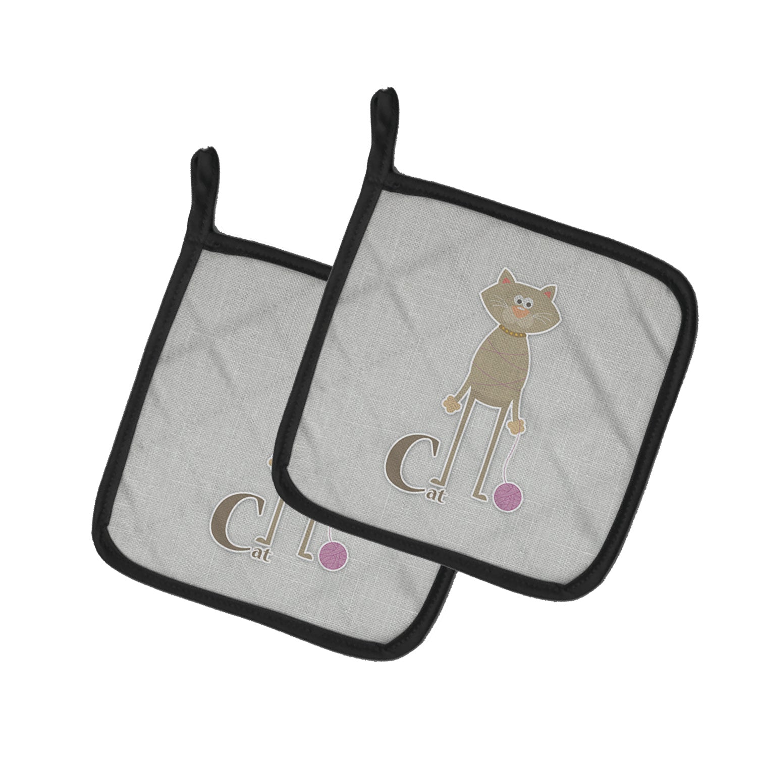 Alphabet C for Cat Pot Holder Set of 2 Heat Resistant Quilted Hot Pads 7.5 x 7.5 Inch, Insulated Kitchen Trivets for Cooking & Baking