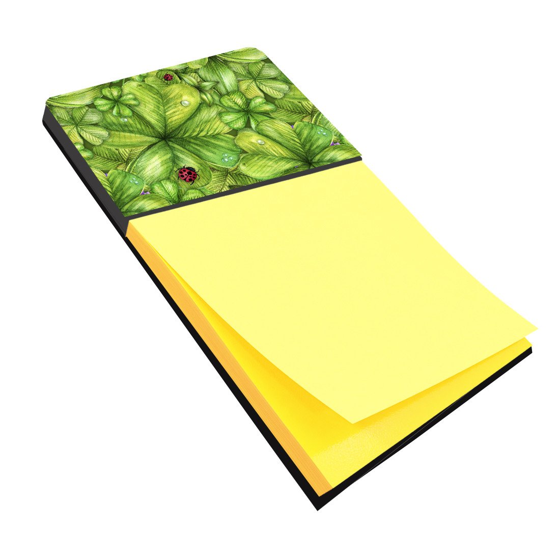 Shamrocks and Lady bugs Watercolor Sticky Note Holder Refillable Dispenser Desk Accessory 3x3 Pad Gift