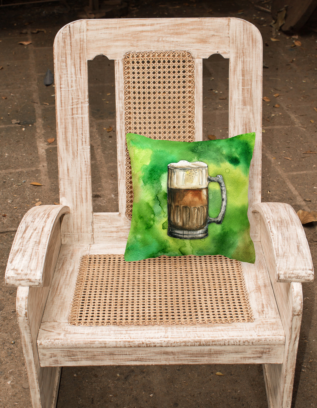 Irish Beer Mug Decorative Throw Pillow 14x14 Indoor Outdoor Accent Cushion, Fabric Cover with Insert for Sofa, Bed, Porch & Living Room