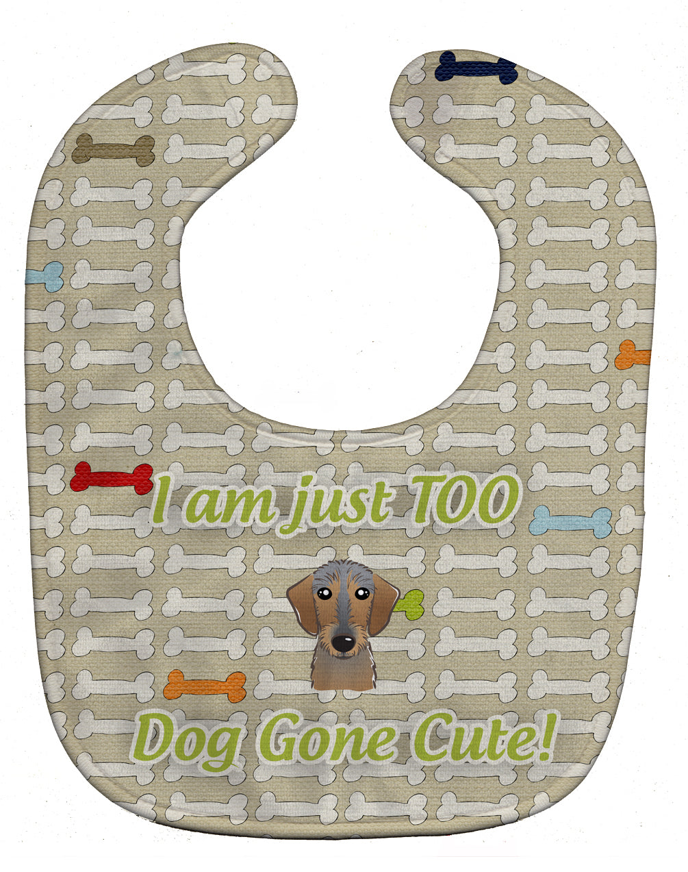 Too Cute Wirehaired Dachshund Baby Bib Easy-Clean Baby Bib Baby Feeding Accessory Baby Mealtime Essential, 10 x 13, Multicolor