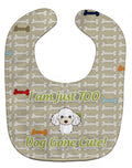 Too Cute White Poodle Baby Bib Easy-Clean Baby Bib Baby Feeding Accessory Baby Mealtime Essential, 10 x 13, Multicolor