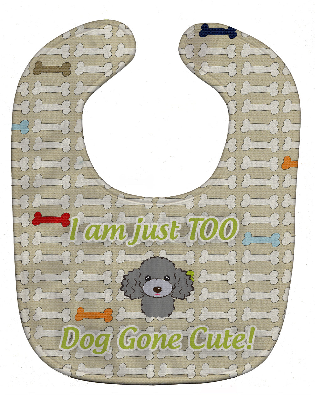 Too Cute Silver Gray Poodle Baby Bib Easy-Clean Baby Bib Baby Feeding Accessory Baby Mealtime Essential, 10 x 13, Multicolor