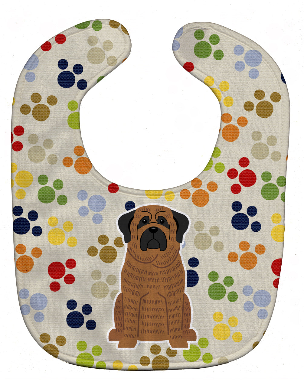 Pawprints Mastiff Brindle Baby Bib Easy-Clean Baby Bib Baby Feeding Accessory Baby Mealtime Essential, 10 x 13, Multicolor