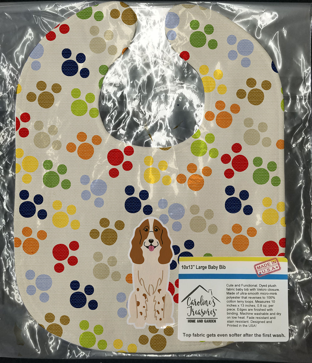 Pawprints Russian Spaniel Baby Bib Easy-Clean Baby Bib Baby Feeding Accessory Baby Mealtime Essential, 10 x 13, Multicolor