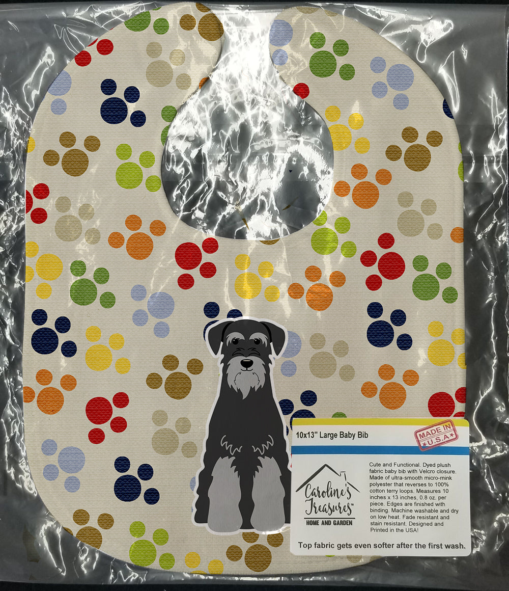 Pawprints Standard Schnauzer Black Grey Baby Bib Easy-Clean Baby Bib Baby Feeding Accessory Baby Mealtime Essential, 10 x 13, Multicolor
