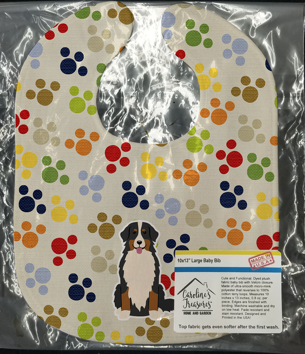 Pawprints Bernese Mountain Dog Baby Bib Easy-Clean Baby Bib Baby Feeding Accessory Baby Mealtime Essential, 10 x 13, Multicolor