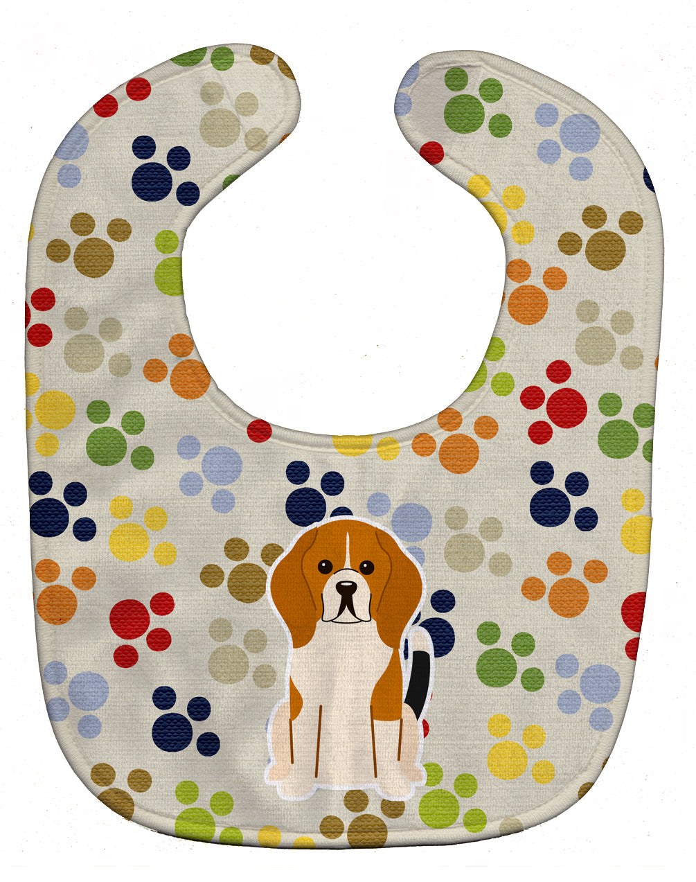 Pawprints Beagle Tricolor Baby Bib Easy-Clean Baby Bib Baby Feeding Accessory Baby Mealtime Essential, 10 x 13, Multicolor