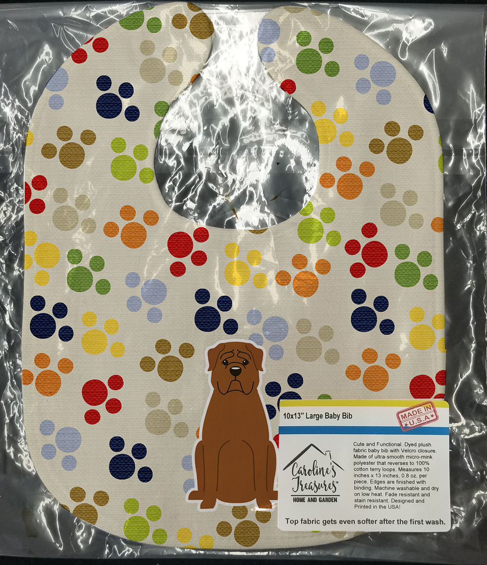 Pawprints Dogue de Bourdeaux Baby Bib Easy-Clean Baby Bib Baby Feeding Accessory Baby Mealtime Essential, 10 x 13, Multicolor