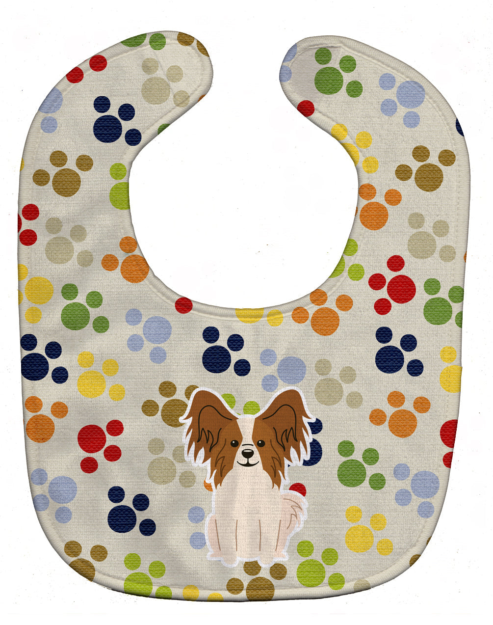 Pawprints Papillon Red White Baby Bib Easy-Clean Baby Bib Baby Feeding Accessory Baby Mealtime Essential, 10 x 13, Multicolor