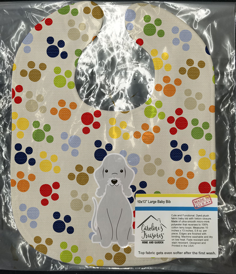 Pawprints Bedlington Terrier Blue Baby Bib Easy-Clean Baby Bib Baby Feeding Accessory Baby Mealtime Essential, 10 x 13, Multicolor