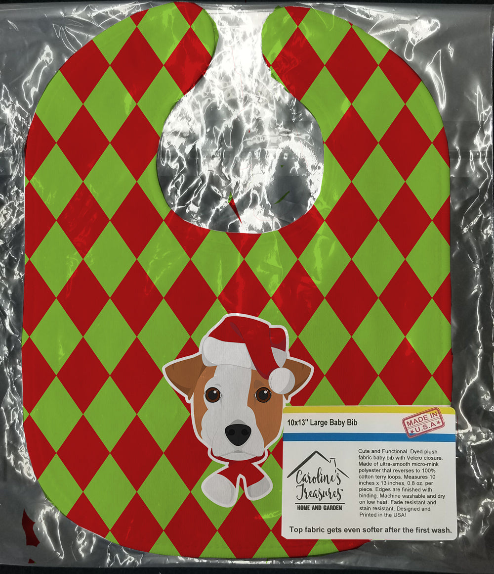 Christmas Jack Russell Terrier Baby Bib Easy-Clean Baby Bib Baby Feeding Accessory Baby Mealtime Essential, 10 x 13, Multicolor