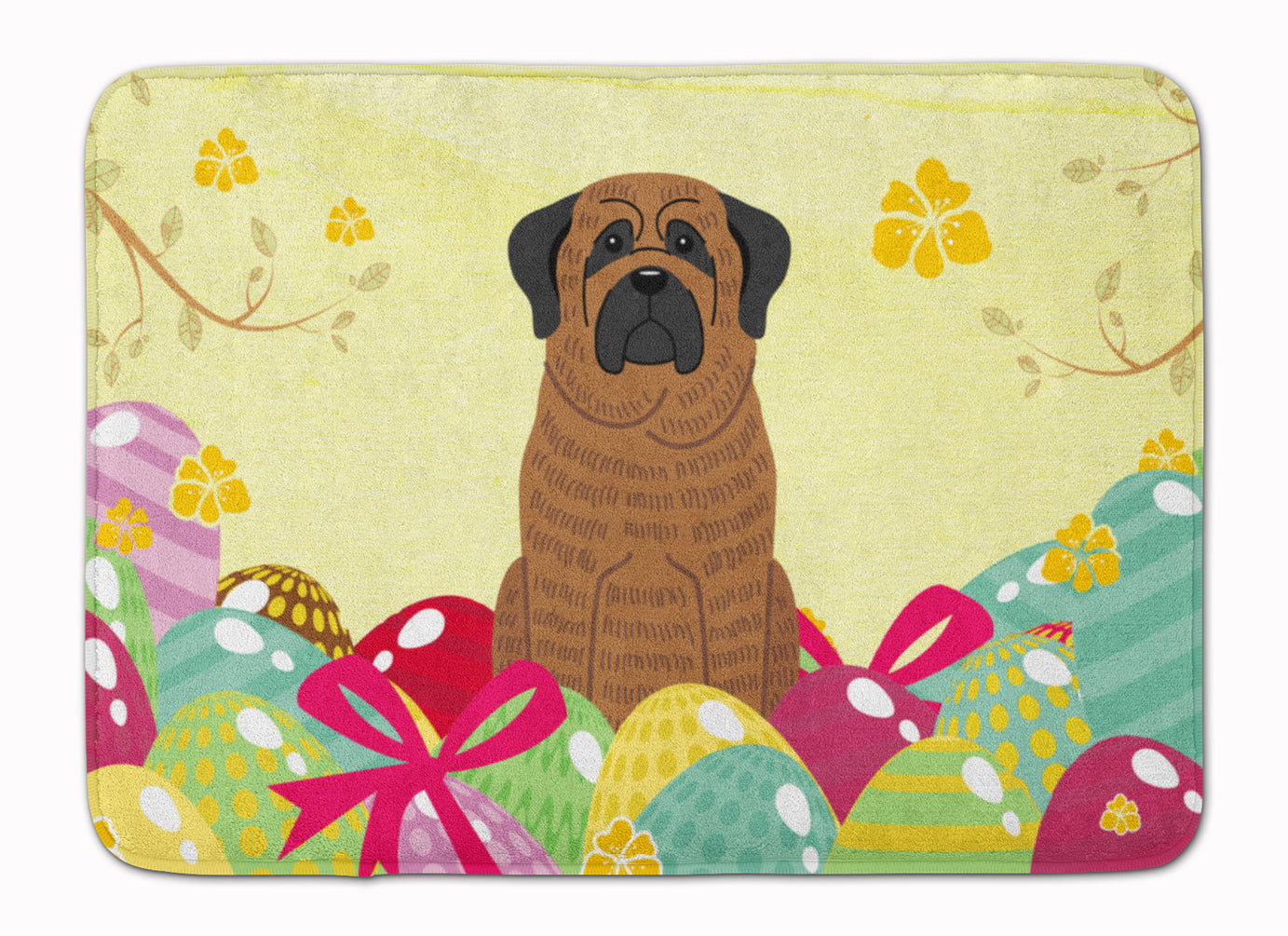 Easter Eggs Mastiff Brindle Memory Foam Kitchen Mat Machine Washable Anti-Fatigue Cushion Comfort Bath or Kitchen Rug