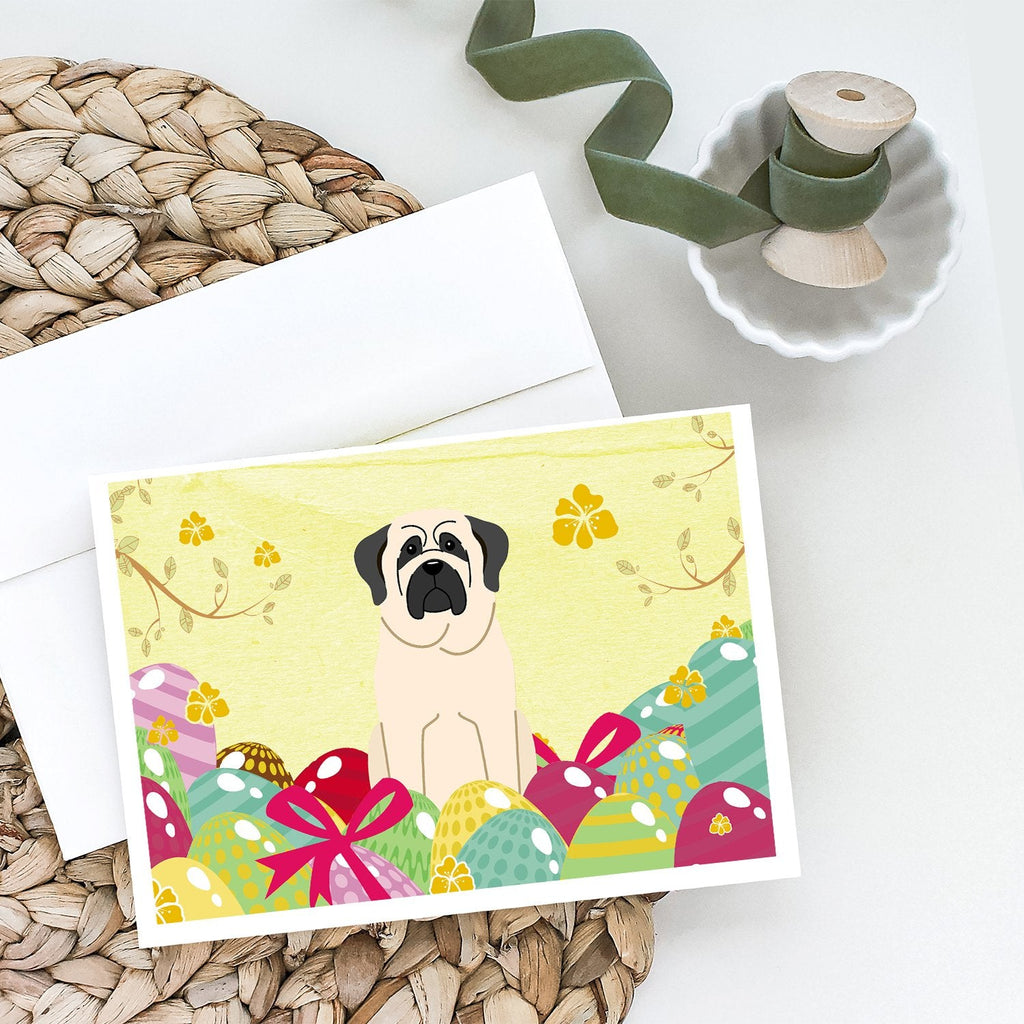 Easter Eggs Mastiff White Greeting Cards Pack of 8 Blank Cards with Envelopes Whimsical A7 Size 5x7