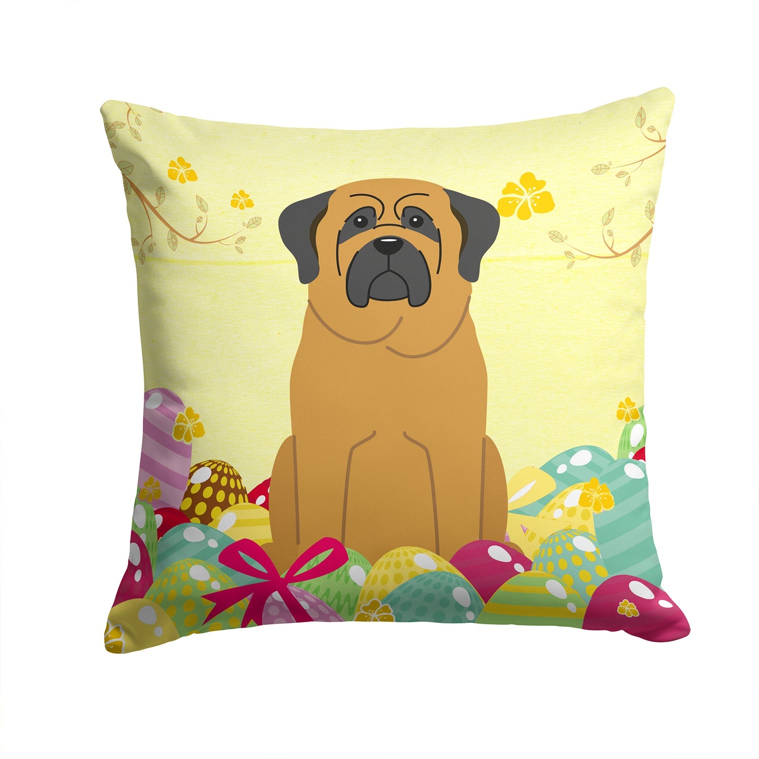 Easter Eggs Mastiff Decorative Throw Pillow 14x14 Indoor Outdoor Accent Cushion, Fabric Cover with Insert for Sofa, Bed, Porch & Living Room