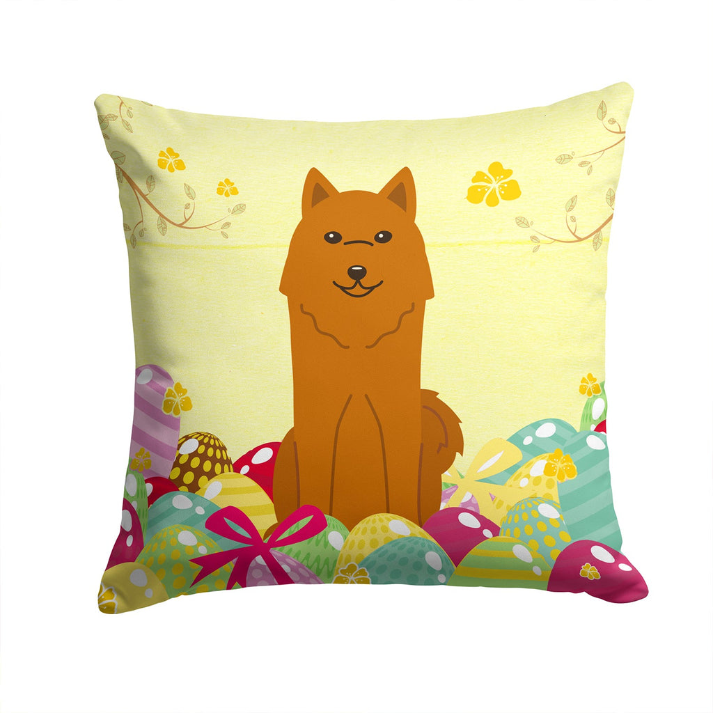 Easter Eggs Karelian Bear Dog Decorative Throw Pillow 14x14 Indoor Outdoor Accent Cushion, Fabric Cover with Insert for Sofa, Bed, Porch & Living Room