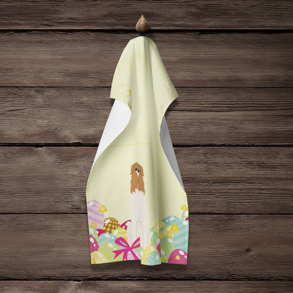 Easter Eggs Borzoi Kitchen Towel Velour Plush Front and Cotton Loop Back Machine Washable