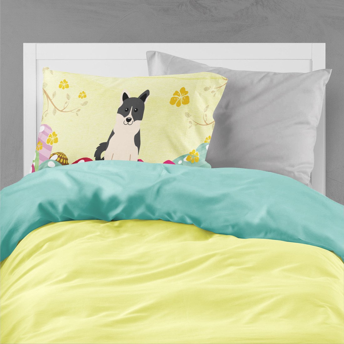 Easter Eggs Russo-European Laika Spitz Standard Pillowcase Lightweight Super Soft Easy Care Decorative Artwork Pillowcase, Standard