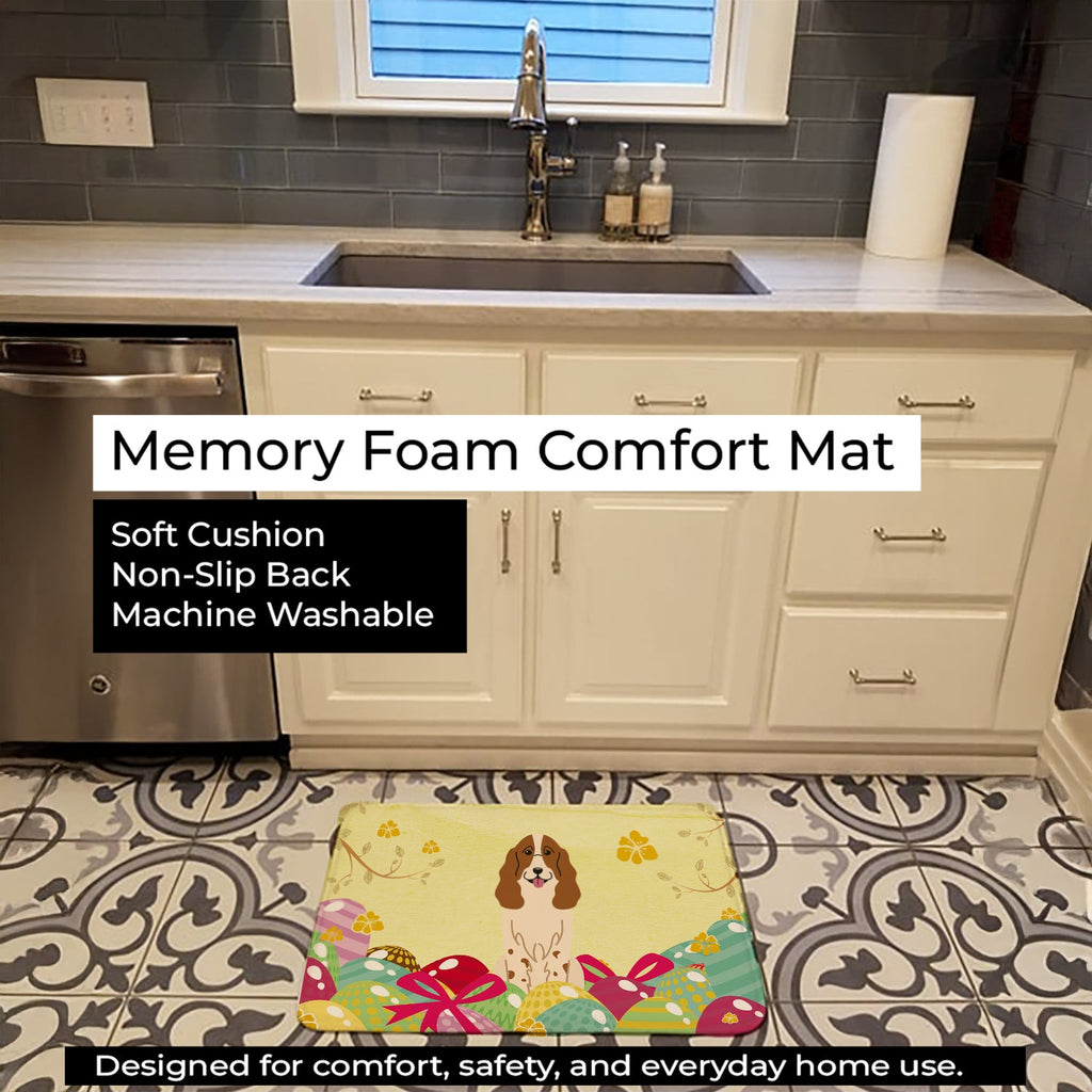 Easter Eggs Russian Spaniel Memory Foam Kitchen Mat Machine Washable Anti-Fatigue Cushion Comfort Bath or Kitchen Rug