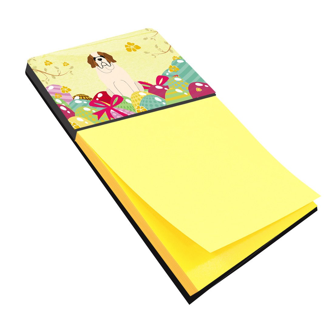 Easter Eggs Saint Bernard Watercolor Sticky Note Holder Refillable Dispenser Desk Accessory 3x3 Pad Gift