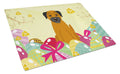 Easter Eggs Border Terrier Cutting Board Tempered Glass Kitchen Cutting Surface, Heat Resistant Chopping, Non-Slip Feet, Food Prep & Serving