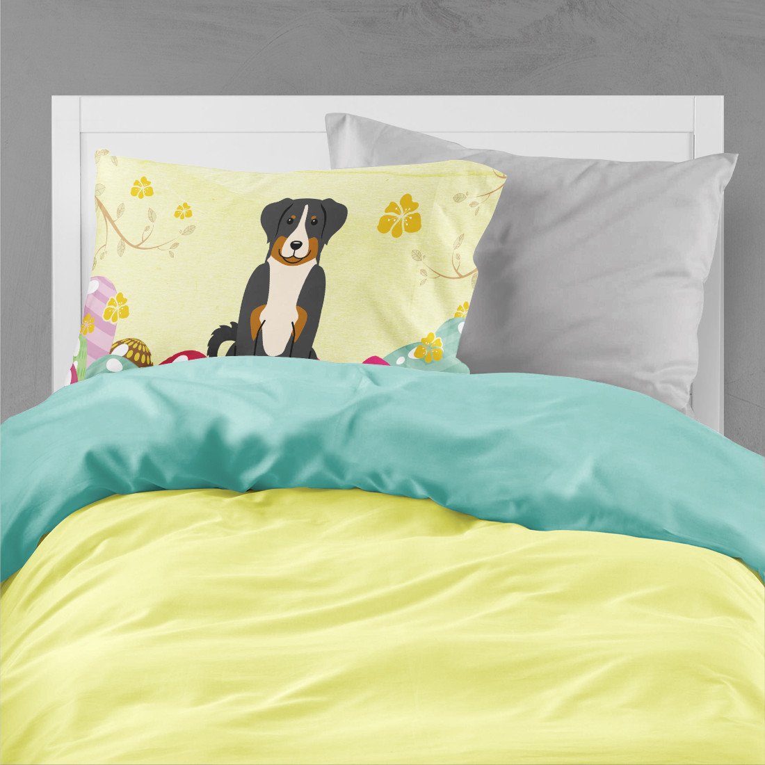 Easter Eggs Appenzeller Sennenhund Standard Pillowcase Lightweight Super Soft Easy Care Decorative Artwork Pillowcase, Standard