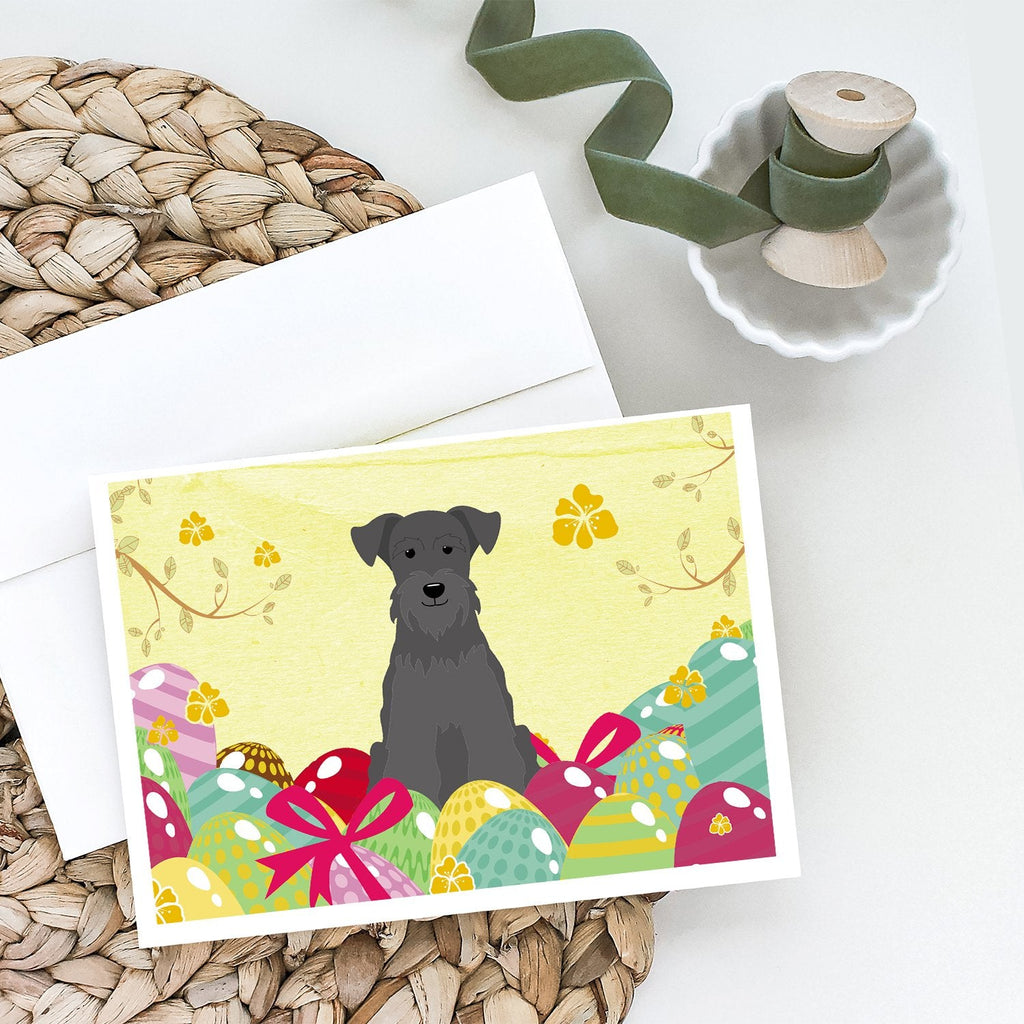 Easter Eggs Miniature Schnauzer Black Greeting Cards Pack of 8 Blank Cards with Envelopes Whimsical A7 Size 5x7