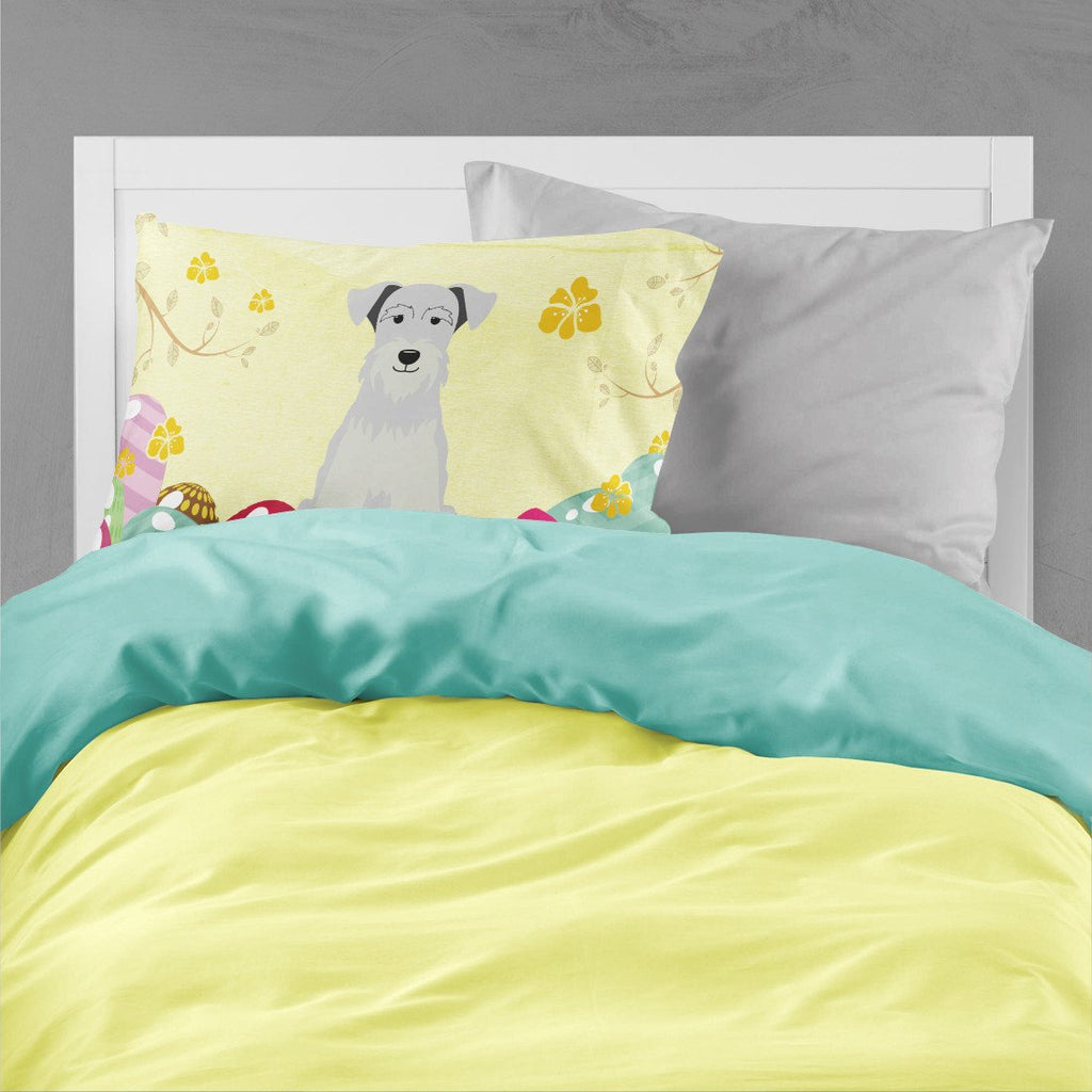 Easter Eggs Miniature Schnauzer White Standard Pillowcase Lightweight Super Soft Easy Care Decorative Artwork Pillowcase, Standard