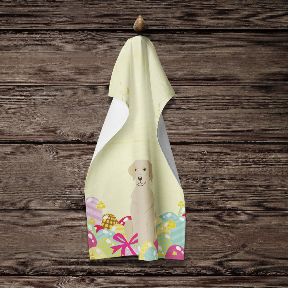 Easter Eggs Yellow Labrador Kitchen Towel Velour Plush Front and Cotton Loop Back Machine Washable