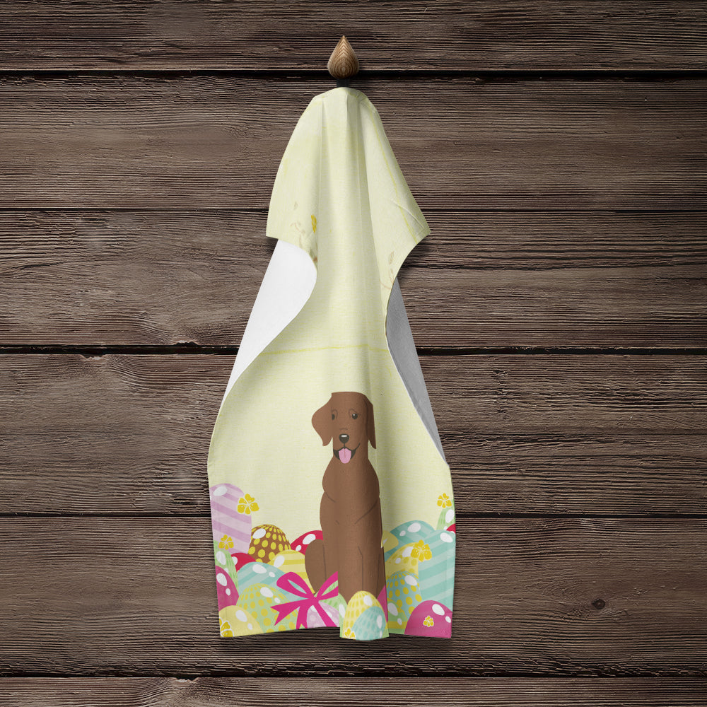 Easter Eggs Chocolate Labrador Kitchen Towel Velour Plush Front and Cotton Loop Back Machine Washable