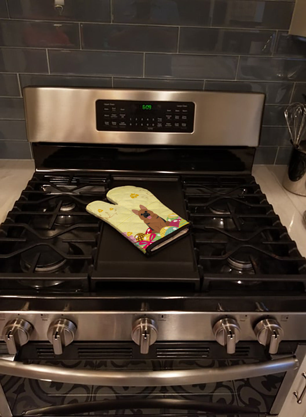 Easter Eggs German Shepherd Oven Mitt Heat Resistant Thick Oven Mitt for Hot Pans and Oven, Kitchen Mitt Protect Hands, Cooking Baking Glove