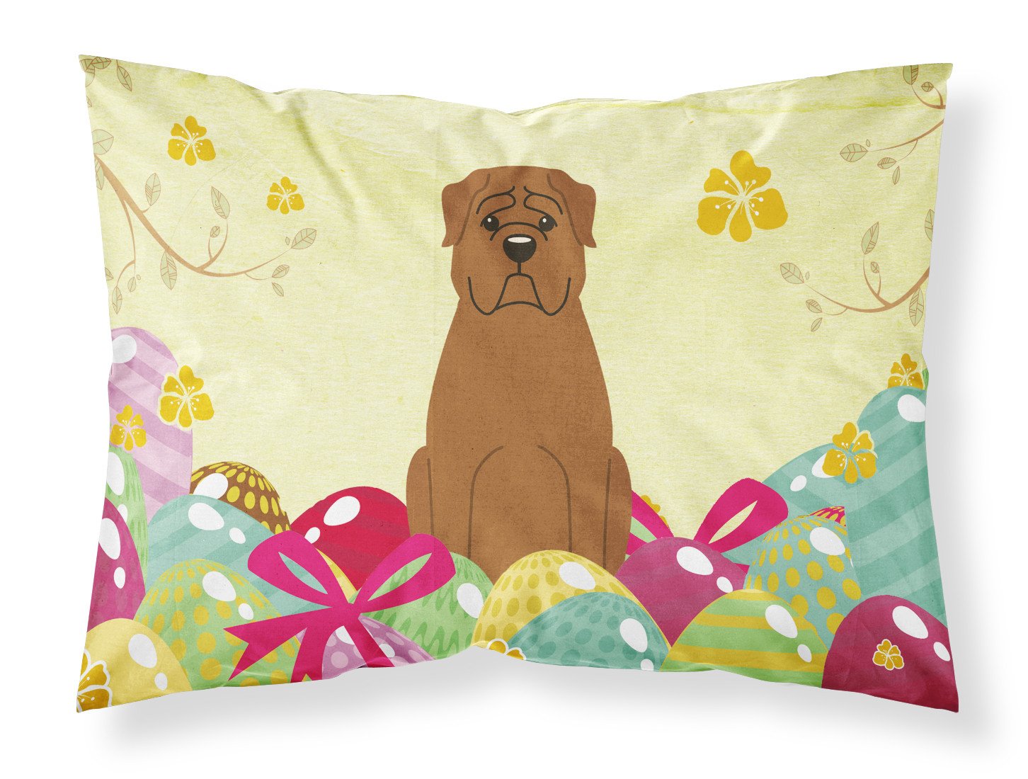 Easter Eggs Dogue de Bourdeaux Standard Pillowcase Lightweight Super Soft Easy Care Decorative Artwork Pillowcase, Standard