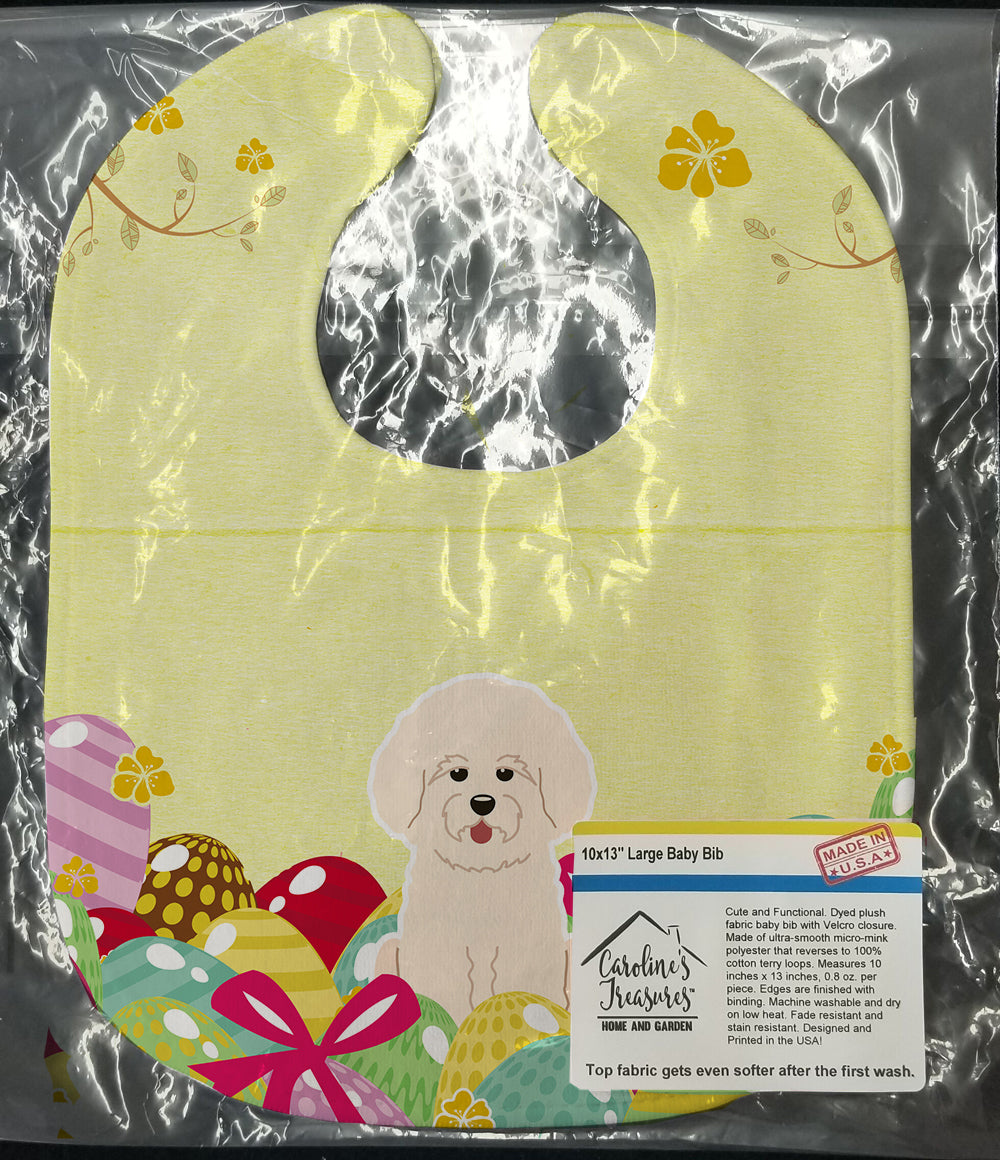 Easter Eggs Bichon Frise Baby Bib Easy-Clean Baby Bib Baby Feeding Accessory Baby Mealtime Essential, 10 x 13, Multicolor