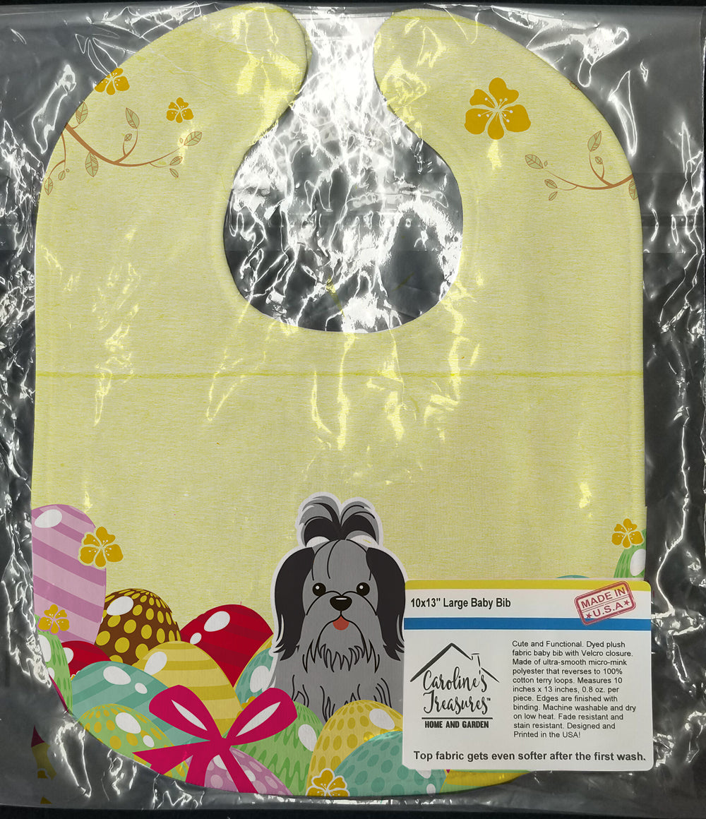 Easter Eggs Shih Tzu Black Silver Baby Bib Easy-Clean Baby Bib Baby Feeding Accessory Baby Mealtime Essential, 10 x 13, Multicolor