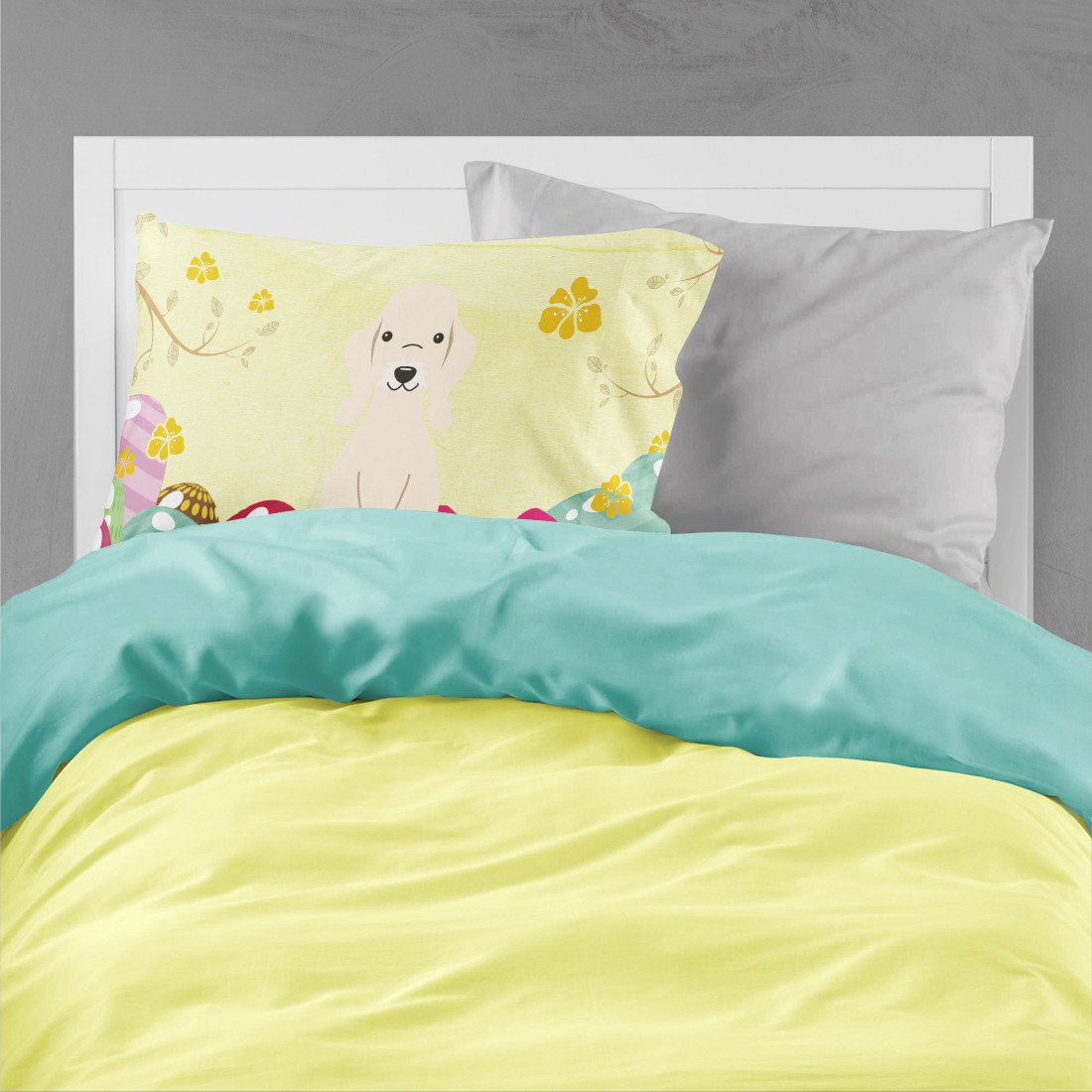 Easter Eggs Bedlington Terrier Sandy Standard Pillowcase Lightweight Super Soft Easy Care Decorative Artwork Pillowcase, Standard