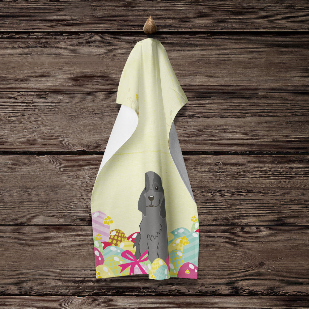 Easter Eggs Cocker Spaniel Black Kitchen Towel Velour Plush Front and Cotton Loop Back Machine Washable
