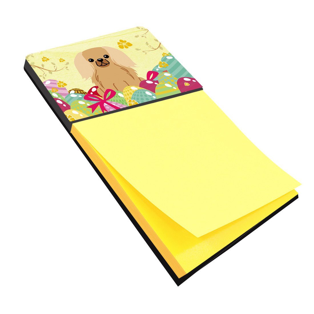 Easter Eggs Pekingese Fawn Sable Watercolor Sticky Note Holder Refillable Dispenser Desk Accessory 3x3 Pad Gift