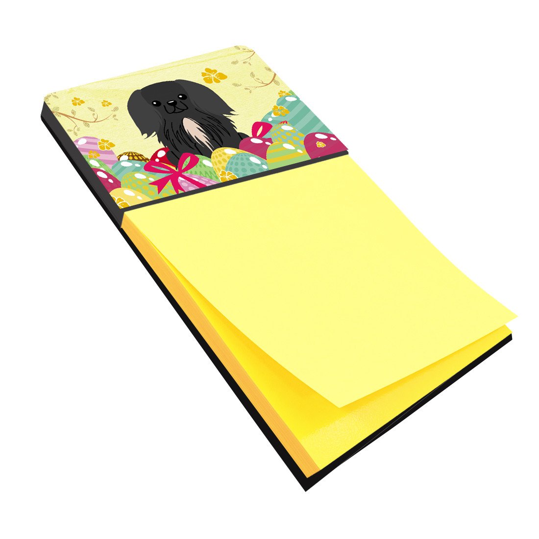 Easter Eggs Pekingese Black Watercolor Sticky Note Holder Refillable Dispenser Desk Accessory 3x3 Pad Gift