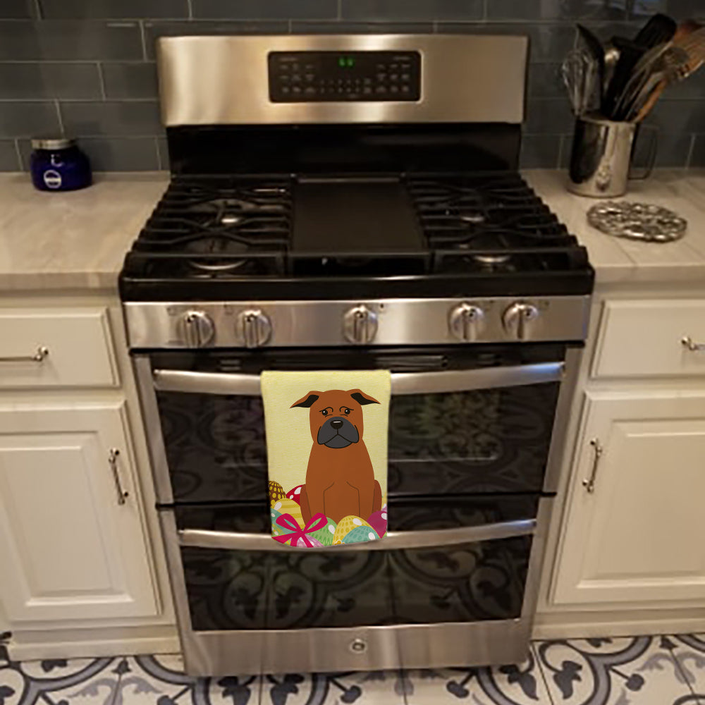 Easter Eggs Chinese Chongqing Dog Kitchen Towel Velour Plush Front and Cotton Loop Back Machine Washable