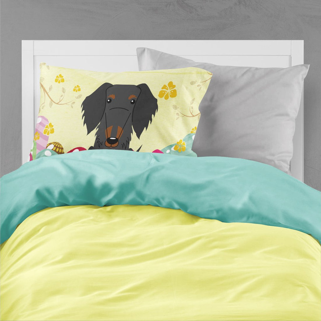 Easter Eggs Wire Haired Dachshund Black Tan Standard Pillowcase Lightweight Super Soft Easy Care Decorative Artwork Pillowcase, Standard