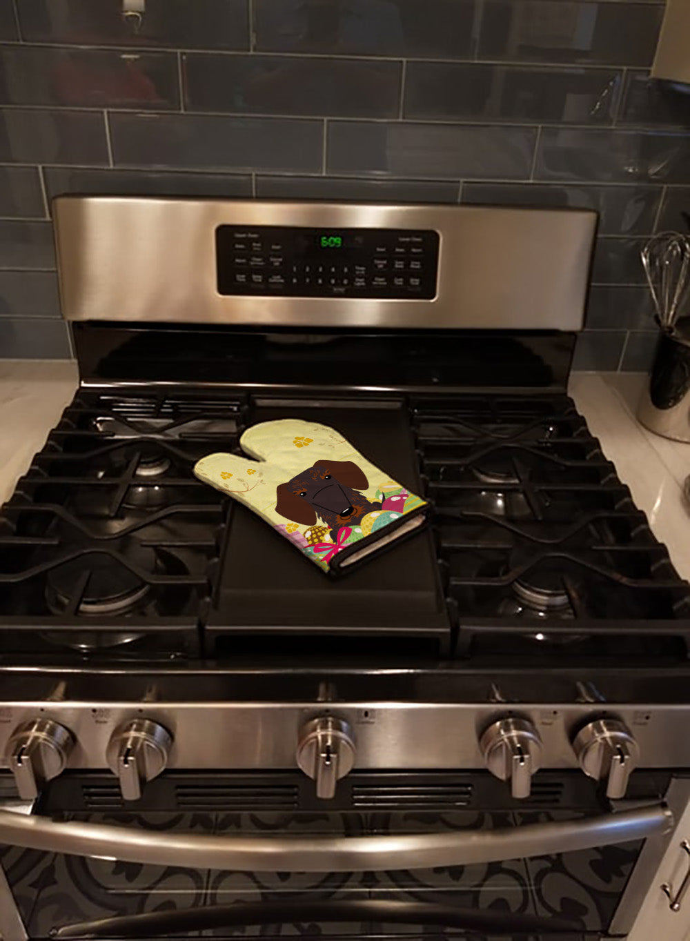 Easter Eggs Wire Haired Dachshund Chocolate Oven Mitt Heat Resistant Thick Oven Mitt for Hot Pans and Oven, Kitchen Mitt Protect Hands, Cooking Baking Glove