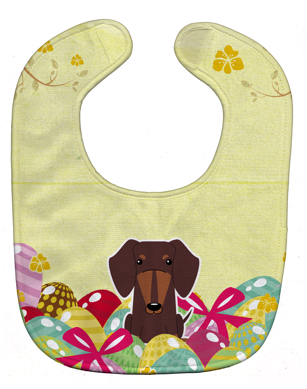 Easter Eggs Dachshund Chocolate Baby Bib Easy-Clean Baby Bib Baby Feeding Accessory Baby Mealtime Essential, 10 x 13, Multicolor