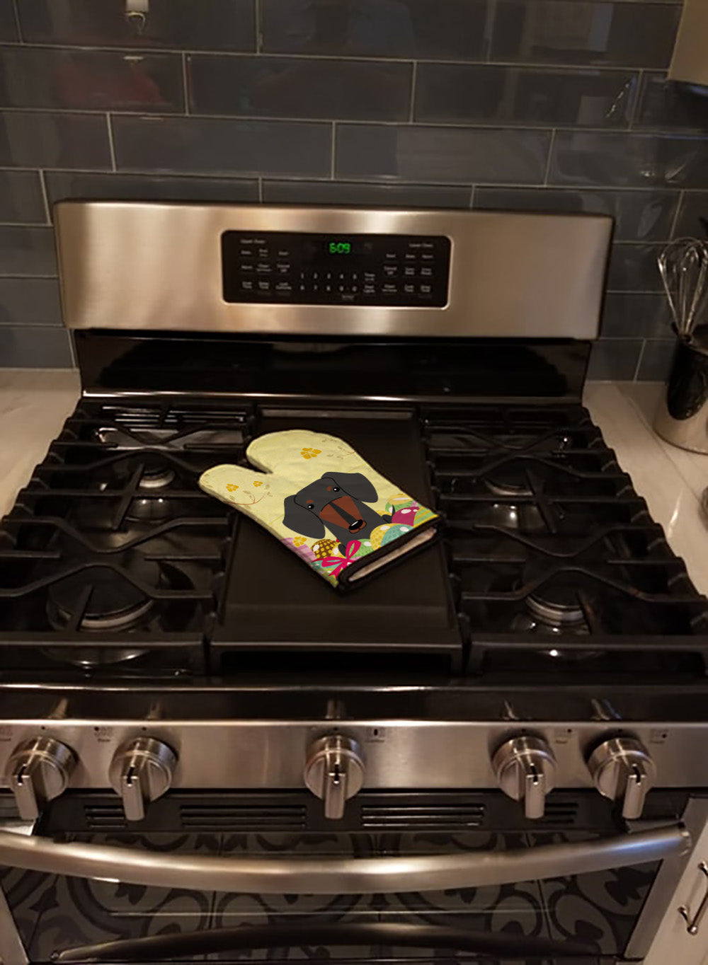 Easter Eggs Dachshund Black Tan Oven Mitt Heat Resistant Thick Oven Mitt for Hot Pans and Oven, Kitchen Mitt Protect Hands, Cooking Baking Glove
