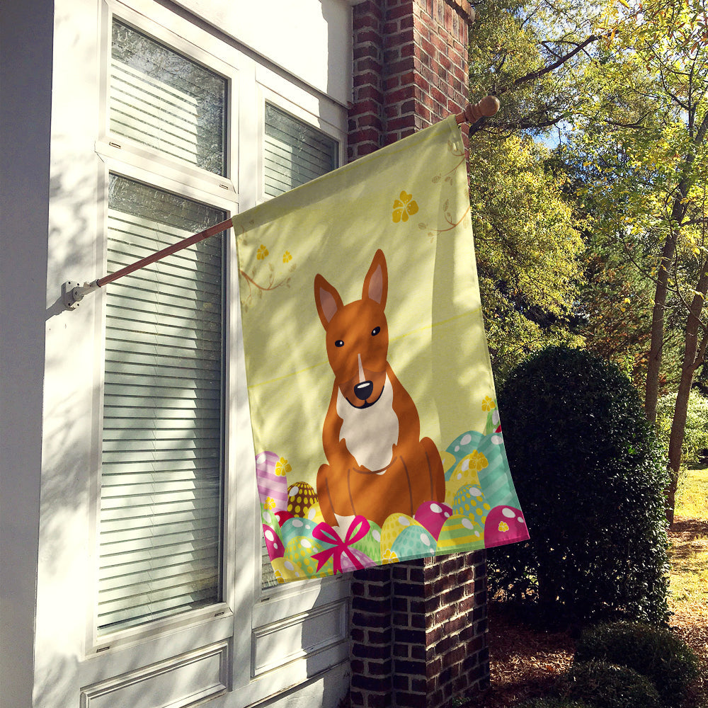 Easter Eggs Bull Terrier Red House Flag 28x40 Porch Sleeve Pole Decorative Outside Yard Banner Artwork Wall Hanging, Polyester